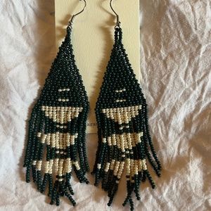 Fair Trade/Handmade Jade Beaded Fringe Earrings
